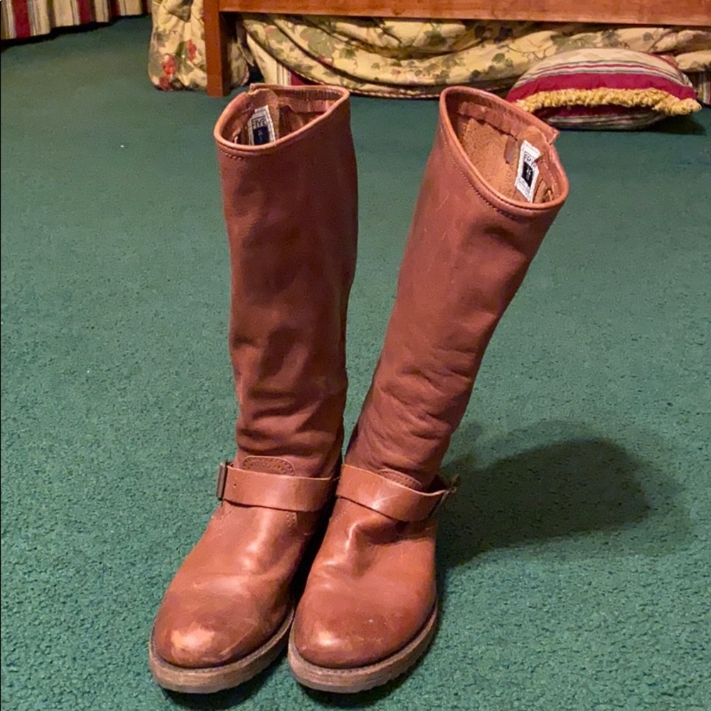 Frye chestnut colored boots used condition